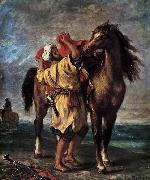 Eugene Delacroix Marocan and his Horse painting